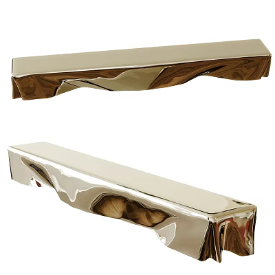 Sleek Metal Handles In Gold And Silver With Modern Design And Shiny Surface 3d model