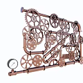 Mechanical Hardware Tools With Copper Colored Pipes Gears And Pressure Gauge