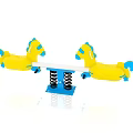 Children's Play Area with Yellow Horse Shaped Seesaw and Spring Base