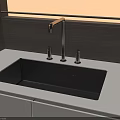Modern Stainless Steel Kitchen Sink With Faucet On Light Kitchen Countertop