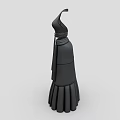 Black Halter Neck Dress With Belt And Pleated Skirt For Women