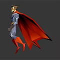 Low Poly Superman Game Movie Character Design With Red Cape Blue Suit Yellow Emblem