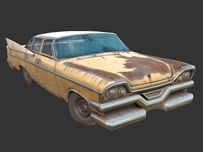 Rusty Old Vintage Classic Car With Worn Exterior And Retro Design 3d model