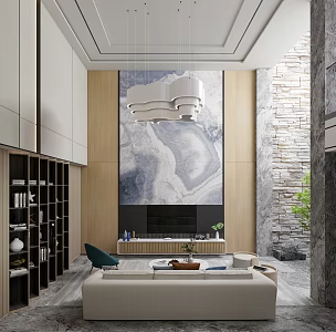 Modern Duplex Living Room 3d model