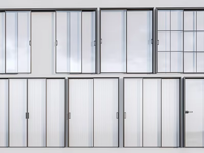 Various Sliding Door Designs With Glass Panels And Louver Styles For Interior 3d model