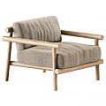 Minimalist Single Sofa With Wooden Frame And Light Gray Fabric Upholstery
