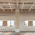 Modern Fitness Studio Interior With Treadmills Yoga Mats Windows And Palm Trees