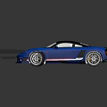 Blue Sports Car With Black Roof And Sleek Exterior Design Silver Wheels