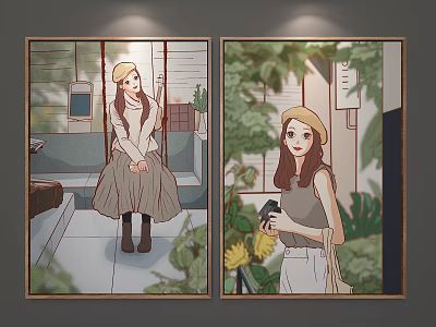 modern figure painting decorative painting 3d model