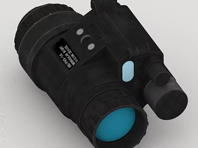 Black Tactical Night Vision Device With Blue Lens And Control Buttons 3d model