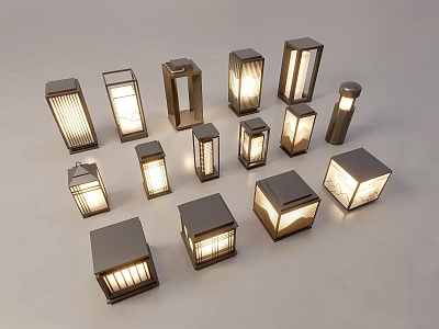 Stylish Outdoor Lights Collection Featuring Various Modern Designs And Illuminated Features 3d model