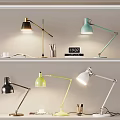 Stylish Desk Lamps with Adjustable Arms in Black Green White and Clock for Home Office