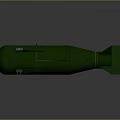 Green Military Bomb With Metallic Structure Rear Fins And Explosive Design