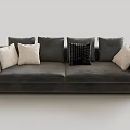 Gray Two seater Sofa with White Beige and Black Patterned Cushions Modern Minimalist Design 3d model