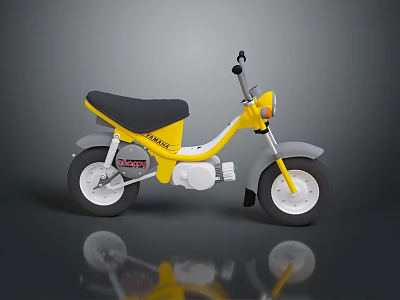 Yellow Bicycle Featuring Black Seat Gray Wheels And Classic DAX Design 3d model