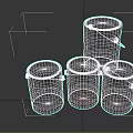 Four Colorful Paint Cans With Dripping Paint Accents On White Background