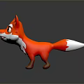 Cartoon Fox Game Movie Character With Big Eyes Orange Fur And White Tail Tip