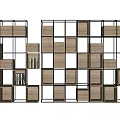 Modern Decorative Cabinet with Metal Frame and Wooden Open Storage Shelves