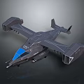 Futuristic Sci Fi Aircraft Design With Gray Body Blue Cockpit And Streamlined Wings