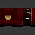 Elegant Red Display Cabinet Shelf With Glossy Finish Golden Handles And Stylish Drawers