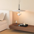 Modern Pendant Light In Living Room With Sofa Wooden Side Table Chessboard And Decorative Candles