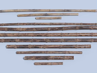 bamboo pole wooden pole 3d model