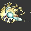Cartoon Character With Teal Hair Purple Glasses Standing On Yellow Liquid Splash In Dynamic Pose