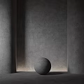 Minimalist Interior With Textured Walls And Spherical Sculpture 3d model