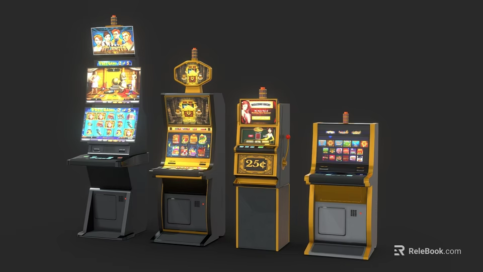 Slot Machine Entertainment Appliances Featuring Different Designs And Colorful Game Screens 3d model 
