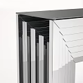 Silver Modern Sleek Metal Console Table With Striped Geometric Design For Entryway