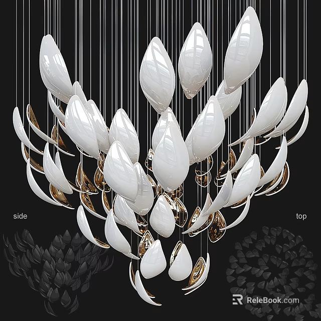 Luxury Modern White And Gold Water Drop Shaped Chandelier Hanging Lights 3d model 
