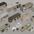 Modern Bar Counter Designs With Various Textured Surfaces And Matching Bar Stools