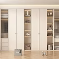 Minimalist Modern White Wardrobe With Glass Doors Shelves Storage Drawers And Decorative Items