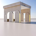 Hennessy Exhibition Pavilion Modern Architectural Design With Arched Doorways And Light Colored Facade