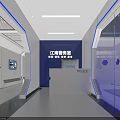 Modern Police Service Hall Interior With Blue White Design Counter And Citizen Service