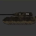 Rusty Vintage Military Tank with Number 210 Cross Marking on Tracks in Old Condition