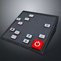 Control Panel Device With Multiple Buttons And Red Power Button Interface