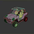 Silver Off Road Car With Open Top Black Roof And Large Tires Design 3d model