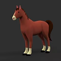 Cartoon Brown Horse With White Muzzle And Hooves In 3D Model Design