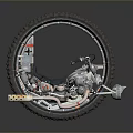 Custom Off Road Motorcycle with Large Tire Blue Seat and Exposed Mechanical Parts