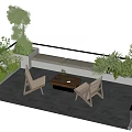 Roof Garden Design With Green Plants Outdoor Seating And Tiled Floor