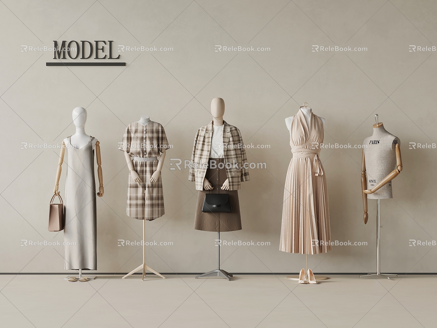 modern clothing model clothes shoes 3d model