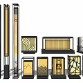 Modern Outdoor Lights With Various Styles Gold And Black Decorative Patterns 3d model