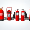 Different Types Of Red Fire Extinguishers Including Portable And Wheeled Safety Equipment
