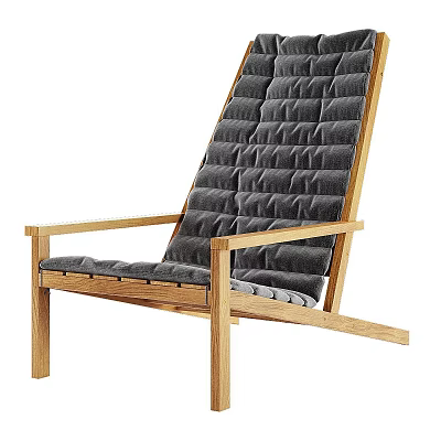 Comfortable Leisure Chair With Wooden Frame Gray Padded Cushion And Tufted Backrest 3d model