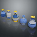Elegant Decorative Vases In Blue White Yellow Colors With Unique Designs