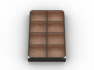 Decorative Ornament Display Set With Black Frame And Brown Grid Compartments 3d model