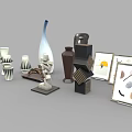Modern Decorative Ornament Set with Sculptures Vases and Abstract Designs
