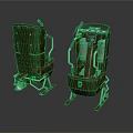 Green Spacecraft Lander Modules With Metal Landing Gear And Structural Components