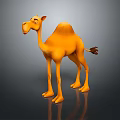Cartoon Yellow Dromedary Camel Standing On Dark Background With Reflection 3d model